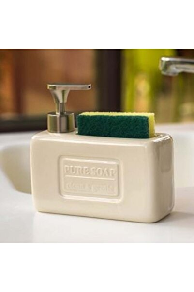 OEM Suport ceramic pentru burete cu dozator de cremă pentru chiuvetă 17 x 6,5 x 16,5 cm