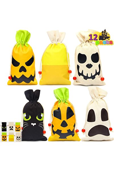 JOYIN Set of 12 Halloween bags Joyin, canvas, multicolor, 21.5 x 12 cm