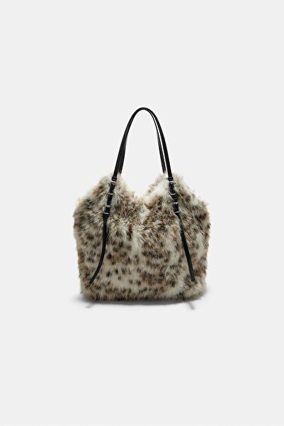 Stradivarius Suni Kürk Tote Çanta