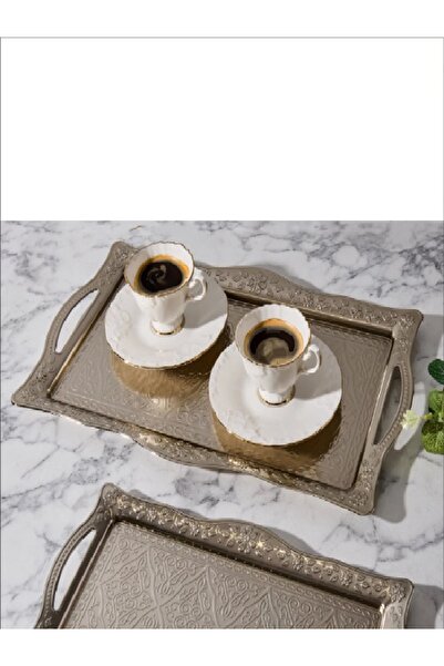 Homeland 2 Pieces Multi-Purpose Rectangular Metal Tray Large Size Small Size