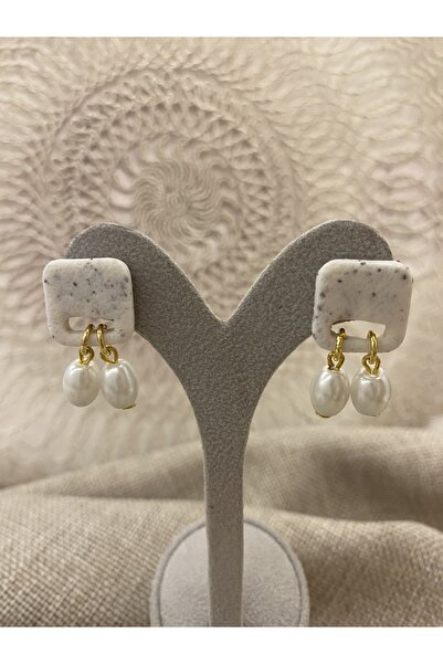 Bukibaa Beyaz Mini İnci Stone Küpe