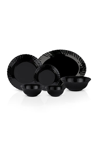 ROYALFORD 20Pcs Opal Ware Dinner Set-Black