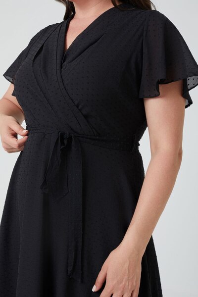 FUERTE XL Büyük Beden Siyah Şifon Elbise