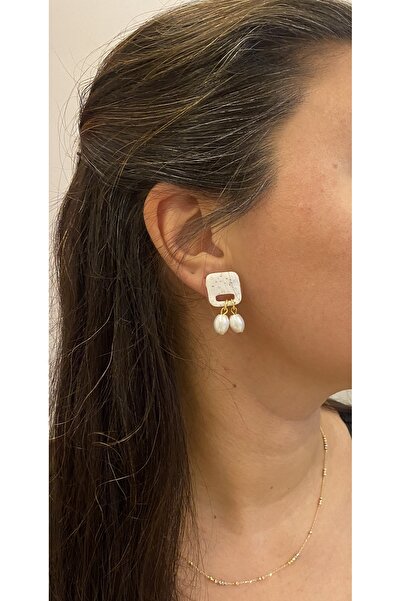 Bukibaa Beyaz Mini İnci Stone Küpe