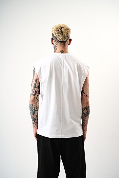 Respire Ανδρικό μπλουζάκι Basic Zero Sleeve Oversize Λευκό