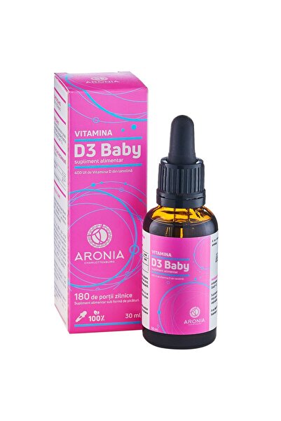 Aronia Charlottenburg Vitamina D3 pentru bebeluși — 400 UI, 30 ml — supliment pentru creșterea și dezvoltarea sănătoasă a copiilor