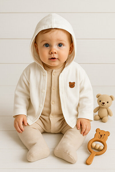 Baharda Nova 100% Cotton Baby Combed Cardigan / Unisex Hooded Sweater for Gir...