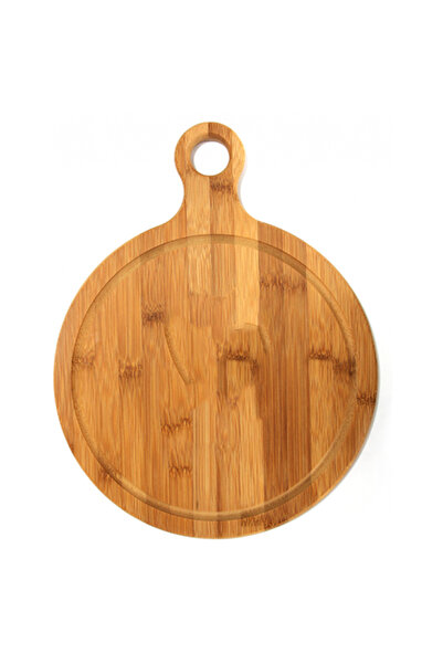 Raki Platou din bambus rotund cu maner 25.5x33.5xh1.5cm