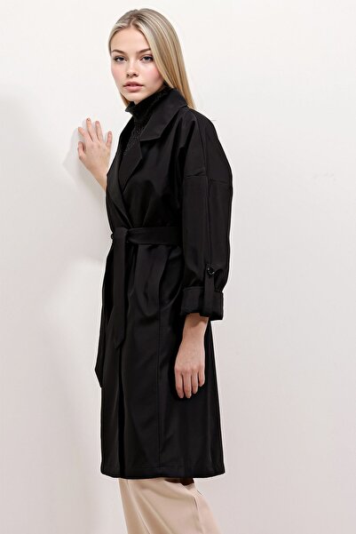 Hiccup BDART Desenli Polyester Trençkot, Şal Yaka