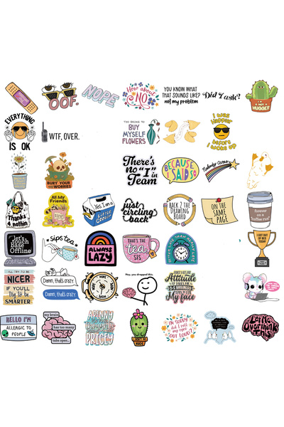 Choice1 100PCS 50PCS Sarcastic Sticker Aesthetic Kawaii Scrapbook Graffiti De...