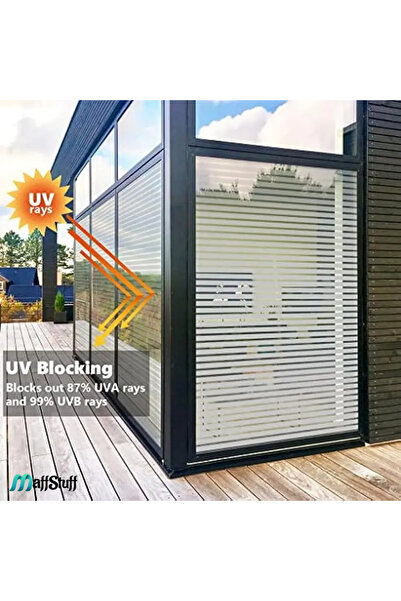 MaffStuff Decorative Window Film, Matte Stripes, 60 x 100 cm – Privacy and Sun Protection for Windows