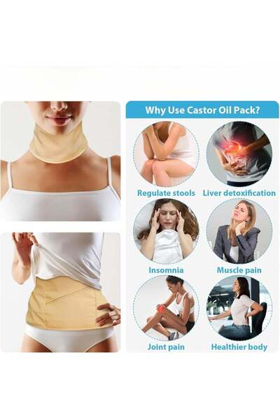 Hope مجموعة زيت الخروع العضوي القابلة لإعادة الاستخدام لإزالة سموم الكبد والأ...