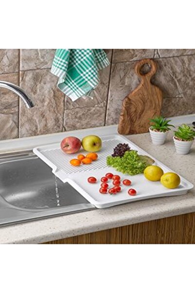 SHOPIENS Λευκή πλαστική απλώστρα με ρίγες 45 x 31 x 3 εκ.