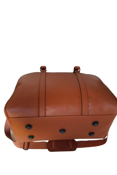 GOLDBAGS Deri Su Geçirmez Fermuarlı Seyahat ve El Çantası – Taba - Kahverengi