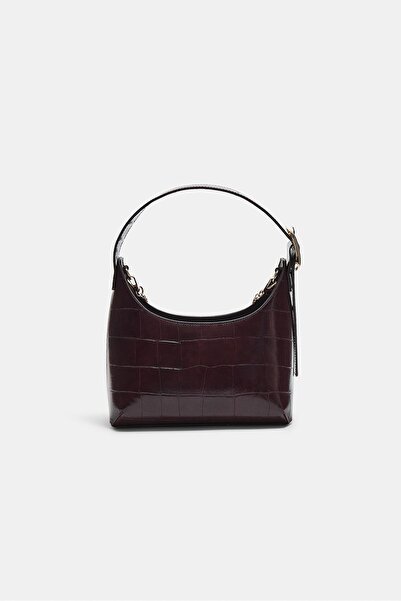 Stradivarius Mock croc shoulder bag with buckle detail