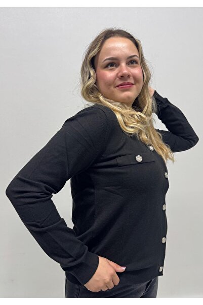 QYA Clothing CARDIGAN MOALE CU DETALII CU BUTONI DE AUR