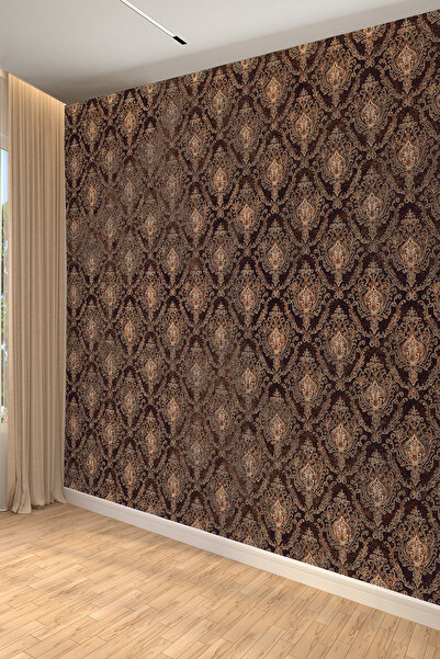 dreamwall Barok Kahverengi Damask Desenli Romantik Tekstil Duvar Kağıdı