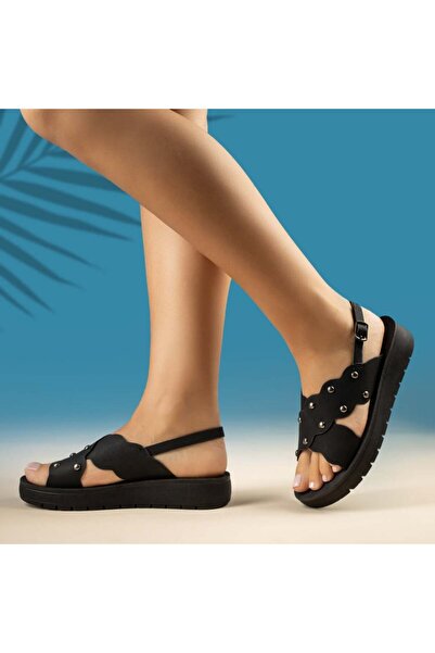 Modlet.ro Women's black thick-sole sandals MOD13892