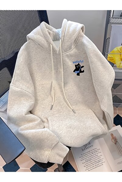 MODAVİBE سترة بقلنسوة مطبوعة – للجنسين – قماش بوليستر قطني مزدوج الخيوط