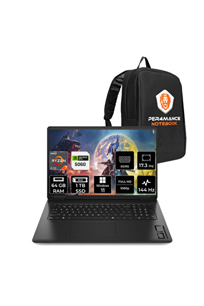HP Omen 17 Ryzen AI 7 350 64GB 1TB SSD RTX5060/8GB 17.3" FHD 144Hz W11H Gamin...