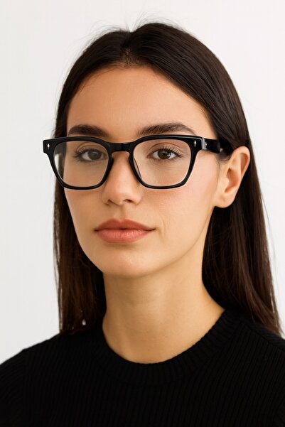 Eyesofia Pentag Unisex Black Framed Blue Block Blue Light Filter Screen Glasses