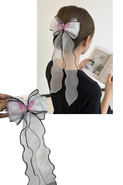 TAKIŞTIR مشبك آلي على شكل فراشة باللونين الأسود والأبيض