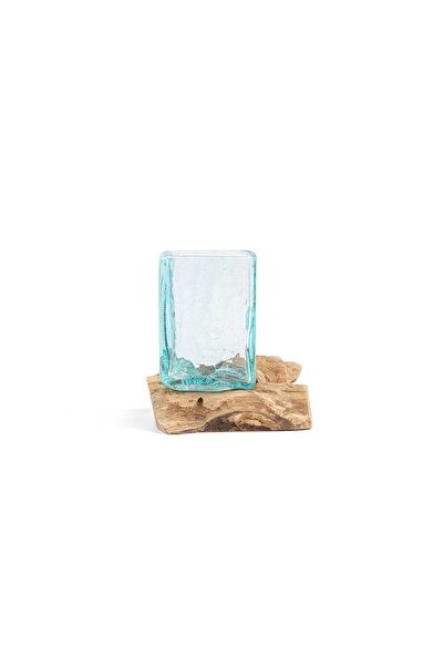 sultan garden center Glass Vase with Natural Wood Base