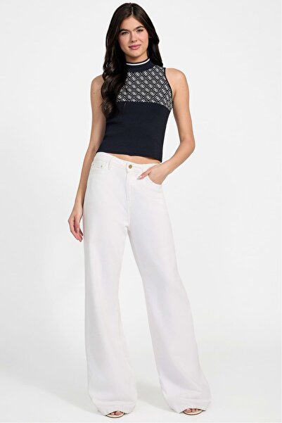 Guess Women's High School Knitwear Tank Top Crop - Blue