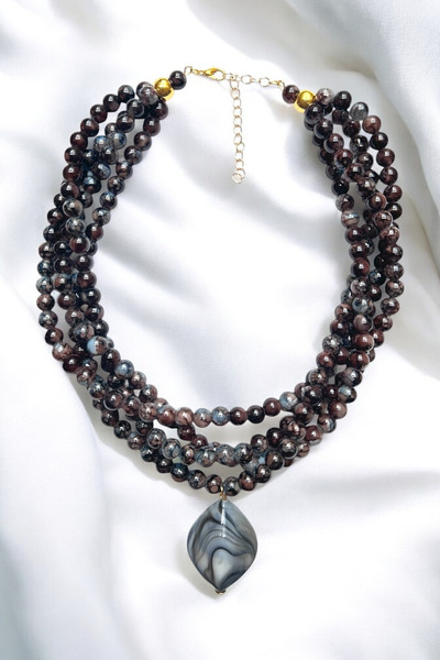 PETEK AKSESUAR MULTIPLE ALACATI BEAD ACRYLIC NECKLACE