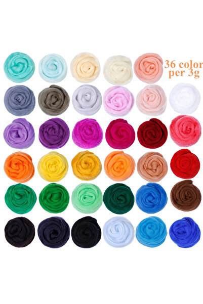 Choice Type 2 KRABALL 36 Colors Felting Wool Needle Felting Kit Wool Felting ...