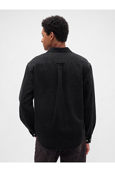 GAP Erkek Siyah UltraSoft Denim Relaxed Gömlek