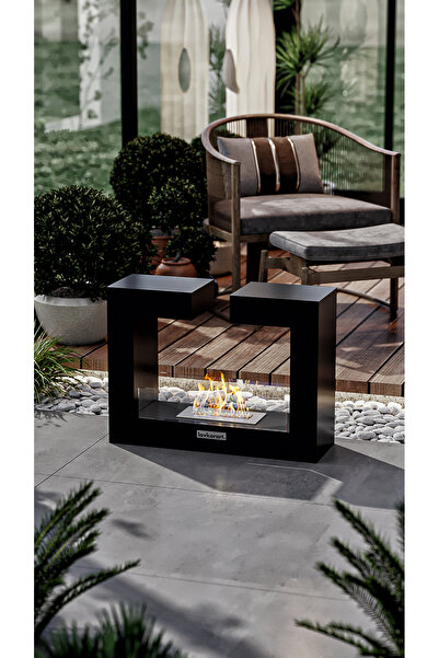 lavkorart SOLİS BACASIZ ŞÖMİNE SİYAH