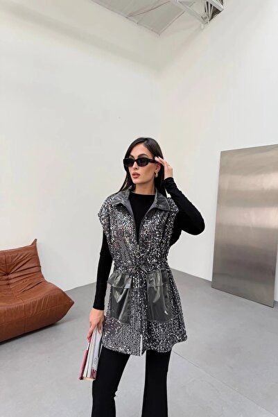 Sep Butik Tasarım Pul Payet Kumaş Yelek