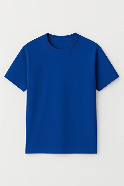 NUEMTAKİ Tricou clasic cu guler rotund, albastru