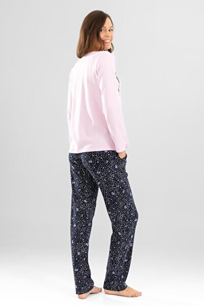 BAYKAR Γυναικείο σετ πιτζάμες με μακρυμάνικο λουλουδάτο στάμπα από βαμβακερό λαιμόκοψη 9920 Dusty Pink