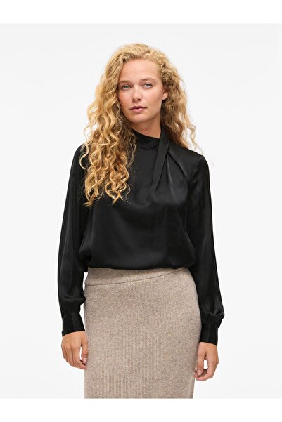 VILA Oberteil mit langen Ärmeln VISOFIE Stehkragen