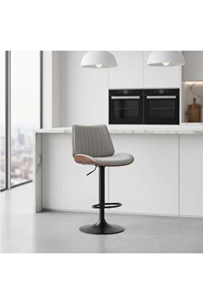 BAITY Bar Chair (Bestim) Adjustable Height with Iron Base - Light Grey