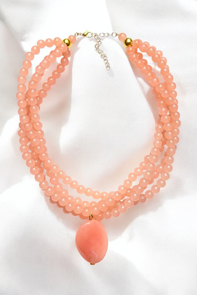 PETEK AKSESUAR ÇOKLU ALAÇATI BONCUK AKRİLİK KOLYE