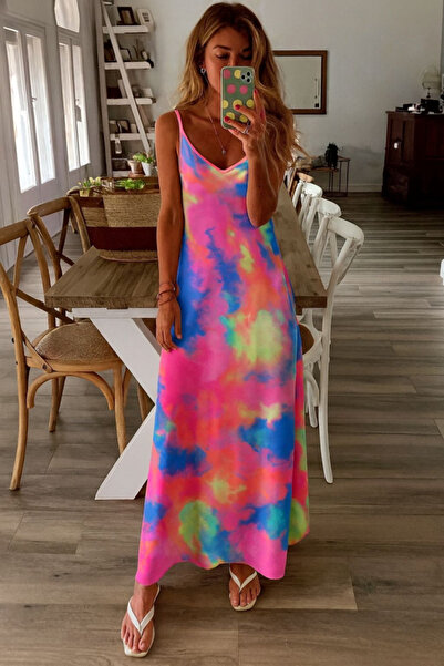 Sisa Butik Yeni Sezon Digital Baskı Süprem Kumaş Elbise