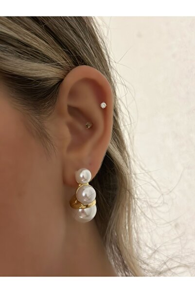 MyladyAccessoriess أقراط بسيطة بتفاصيل اللؤلؤ (فولاذ)