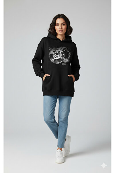 dwnwear Hooded Sweatshirt, Disco Ball Printed, Modern Design, Comfortable Stylish, Suitable for Street Fashion