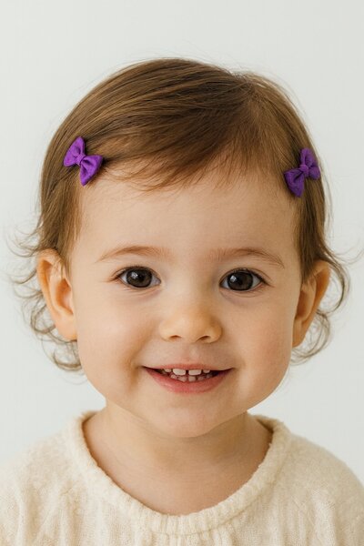 TAKIŞTIR 2-Piece Purple Ribbon Figured Hairless Baby Hair Clip