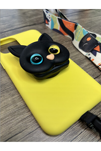 MoonArtica 3D Kedili Mini Çantalı Boyun Askılı iPhone 12 Pro Telefon Kılıfı Seti