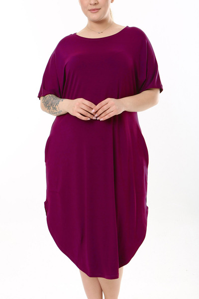 ESPİNA Women's Plus Size Viscose Pocket Dress