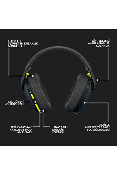 Logitech G سماعة الألعاب اللاسلكية Logitech G435 LIGHTSPEED وBluetooth - أسود