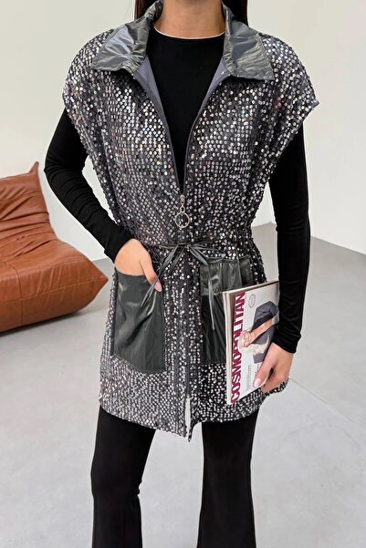 Sep Butik Tasarım Pul Payet Kumaş Yelek