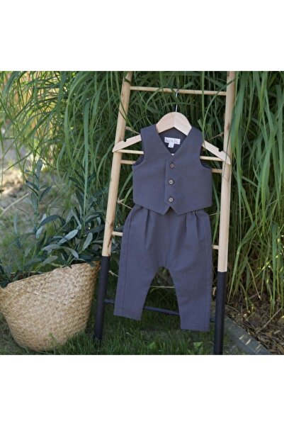 Nolis Costum botez băieți gri vestă cu pantaloni