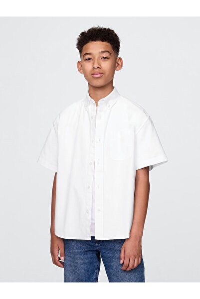 GAP Erkek Çocuk Beyaz Relaxed Oxford Gömlek
