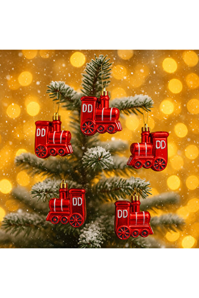 Derin Düşler Christmas Pine Tree Ornament Red Train 5-Pack