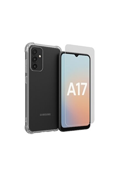 bzstore Set Husa Samsung Galaxy A17 cu Folie Ecran, Silicon Antișoc, Transparent
